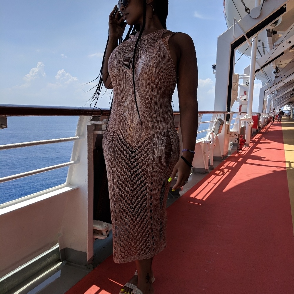Rose Gold crotchet cover up dress